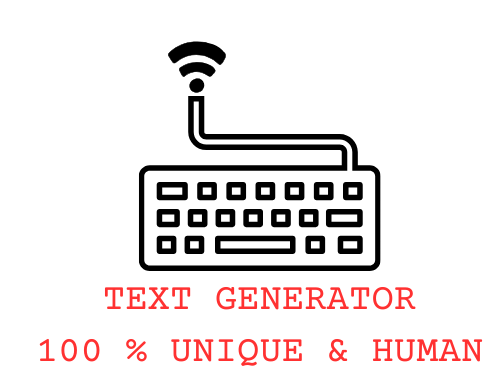 Texte erstellen lassen mit professionellem Schreibservice Drahtlose Tastatur mit Signal-Symbol und Text "TEXT GENERATOR 100 % UNIQUE & HUMAN".